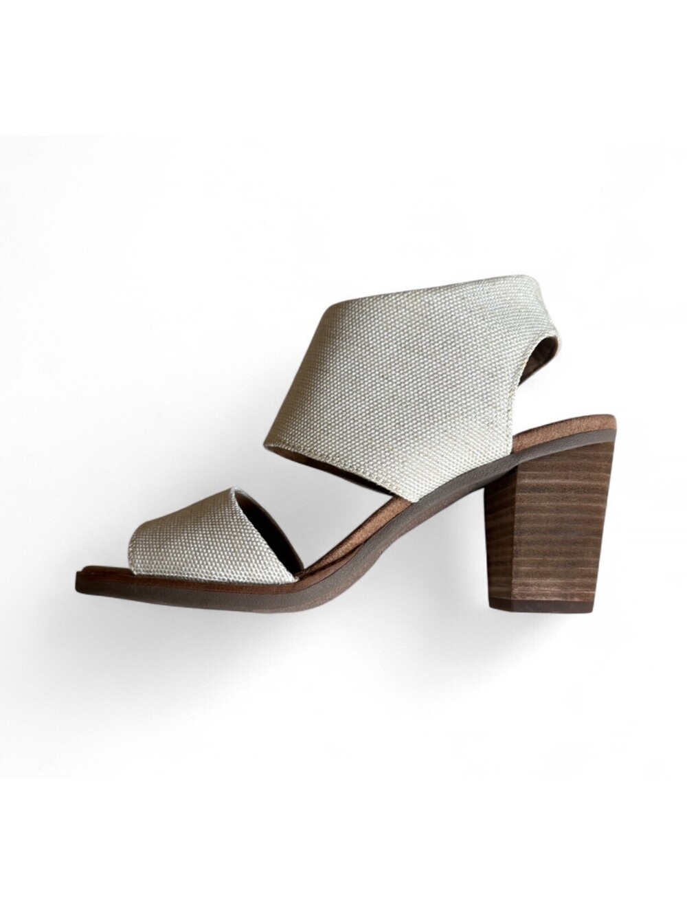 TOMS Majorca Cutout Sandals Women’s 8 Natural Yarn Dye Block Heel NWOB
